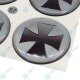 YOU.S Nabenkappen Silikon Aufkleber 57,0 mm - schwarz silber eisernes Kreuz selbstklebend