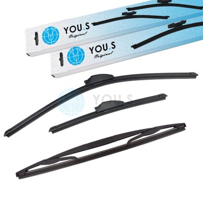 YOU.S SCHEIBENWISCHER SET VORNE + HINTEN kompatibel mit MAZDA 2 (DE)