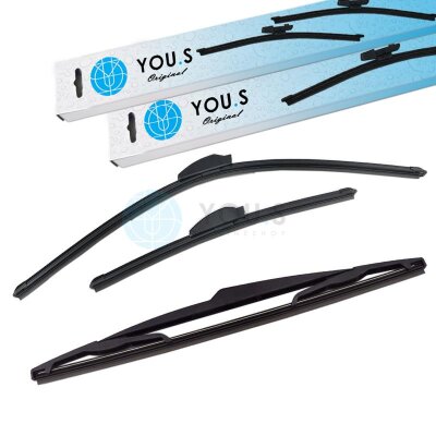 YOU.S SCHEIBENWISCHER SET VORNE + HINTEN kompatibel mit PEUGEOT 206 / 206+