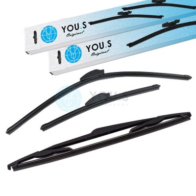 YOU.S SCHEIBENWISCHER SET VORNE + HINTEN kompatibel mit PEUGEOT 206 SW (2E/K)