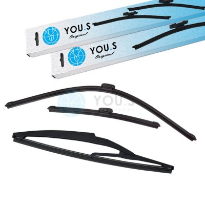 YOU.S Original SCHEIBENWISCHER SET VORNE + HINTEN kompatibel mit RENAULT CAPTUR (J5, H5)