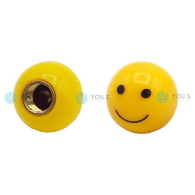 YOU.S Kunststoff Smiley mit Dichtung Ventilkappe - Gelb