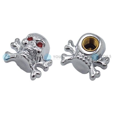 YOU.S Alu Totenkopf mit Dichtung Ventilkappe - Silber