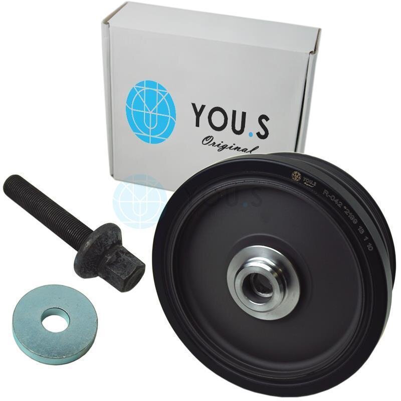 YOU.S Original Riemenscheibe + Schraube kompatibel mit BMW 1er (E87) / 3er (E46 E90 E91) / 5er (E60 E61) / X3 (E83) d/td/Cd