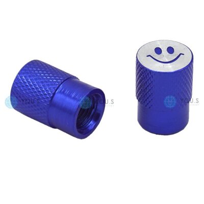 YOU.S Alu Smiley Ventilkappe mit Dichtung - Blau /...