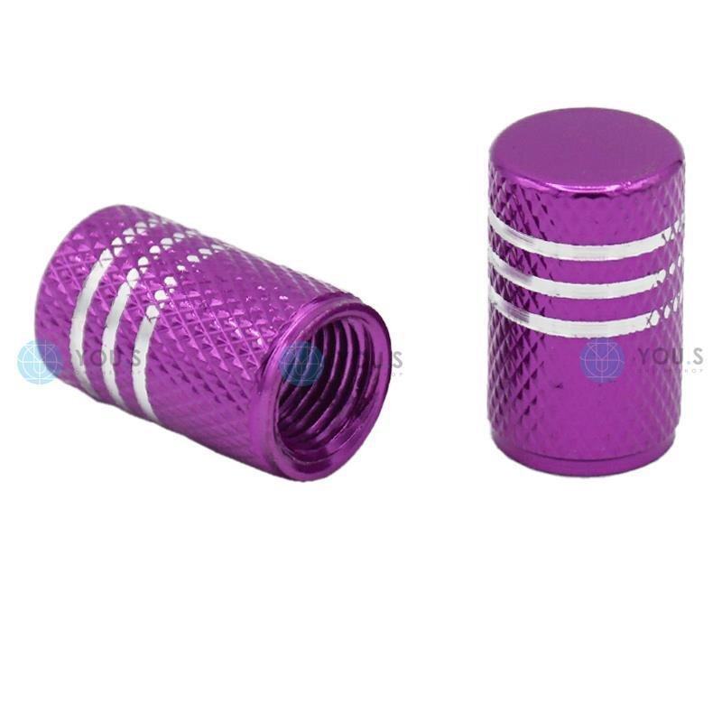 YOU.S Alu Ventilkappe mit Silberringen mit Dichtung - Lila / Violett