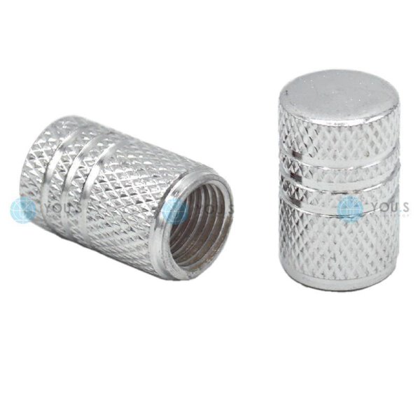 YOU.S Alu Ventilkappe mit Dichtung - Silber mit Silberringen