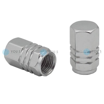YOU.S Alu Sechskant Ventilkappe mit Dichtung - Silber