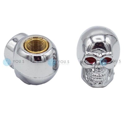 YOU.S Alu Totenkopf Ventilkappe mit Dichtung - Silber