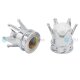YOU.S Alu Kronen Ventilkappe mit Dichtung - Silber / Chrom-Optik mit weißer Perle