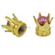 YOU.S Alu Kronen Ventilkappe mit Dichtung - Gold mit roter Perle