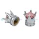 YOU.S Alu Kronen Ventilkappe mit Dichtung - Silber / Chrom-Optik mit rosa Perle