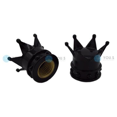 YOU.S Alu Kronen Ventilkappe mit Dichtung - Schwarz