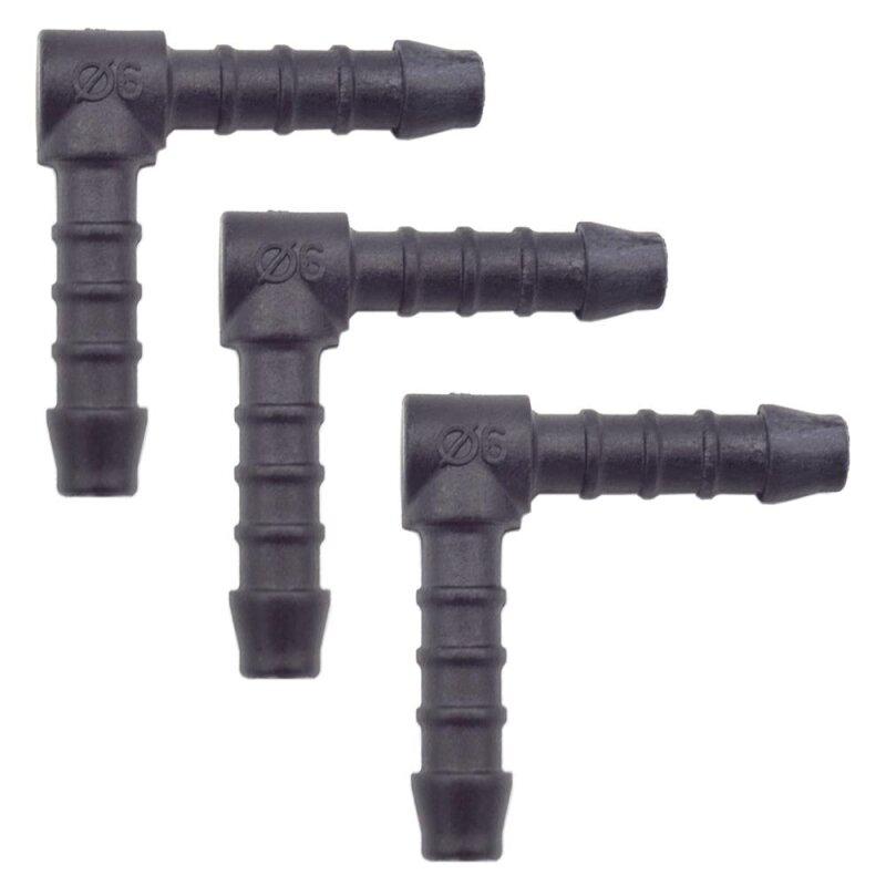3 x YOU.S Original Schlauchverbinder Zwischenstück RGV Ø 6 mm 90° Winkel - L Form