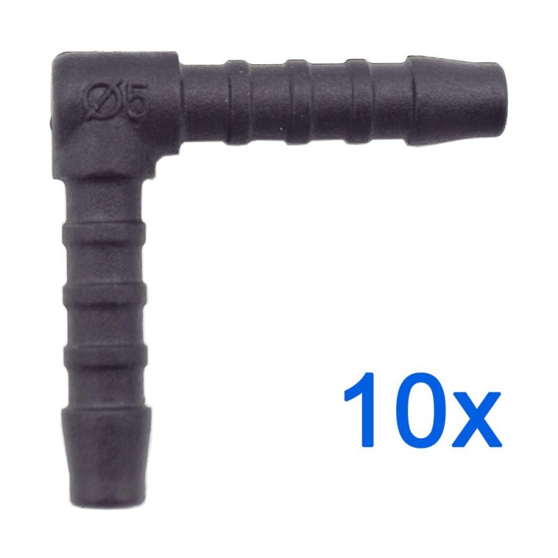 10 x YOU.S Original Schlauchverbinder Zwischenstück RGV Ø 5 mm 90° Winkel - L Form