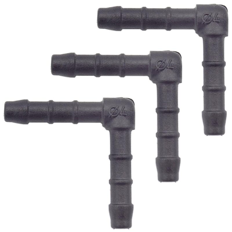 3 x YOU.S Original Schlauchverbinder Zwischenstück RGV Ø 4 mm 90° Winkel - L Form
