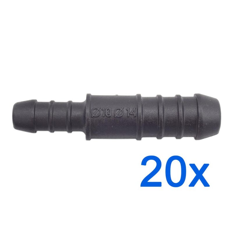 20 x YOU.S Original Schlauchverbinder Zwischenstück RGV Ø 14mm 10mm - Gerade Form - Reduzierer