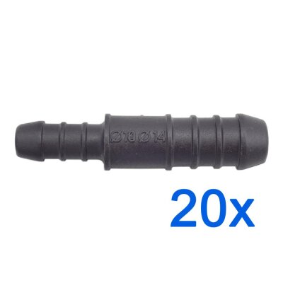 20 x YOU.S Original Schlauchverbinder Zwischenstück RGV Ø 14mm 10mm - Gerade Form - Reduzierer