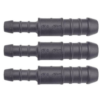 3 x YOU.S Original Schlauchverbinder Zwischenstück RGV Ø 12mm 8mm - Gerade Form - Reduzierer
