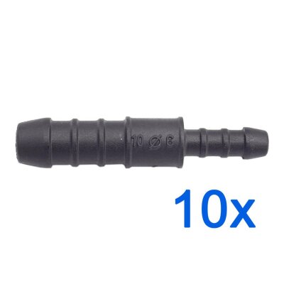 10 x YOU.S Original Schlauchverbinder Zwischenstück RGV Ø 10mm 6mm - Gerade Form - Reduzierer