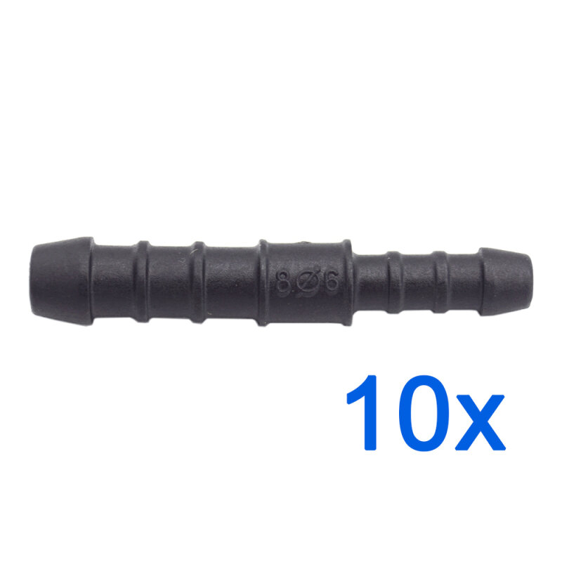10 x YOU.S Original Schlauchverbinder Zwischenstück RGV Ø 8mm 6mm - Gerade Form - Reduzierer
