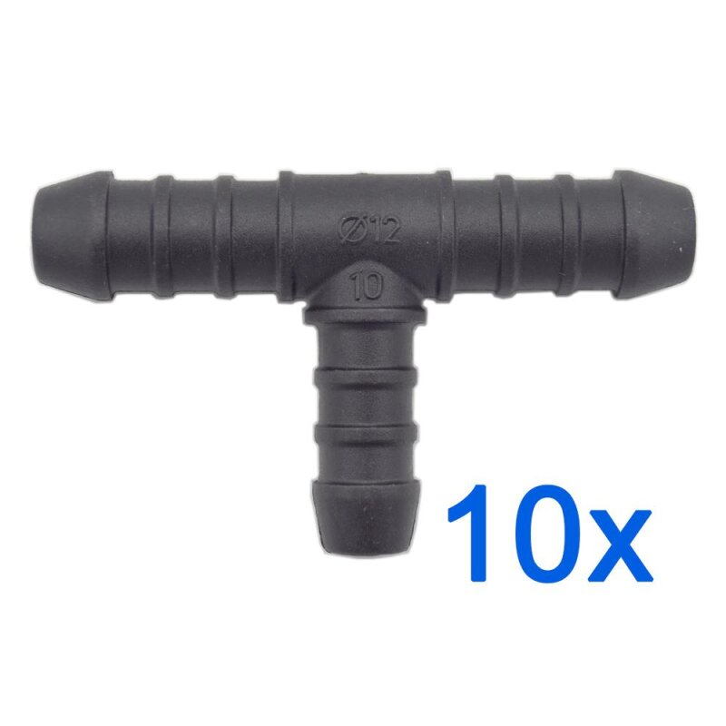 10 x YOU.S Original Schlauchverbinder Zwischenstück RGV Ø 12x10x12 mm - T-Stück Reduzierer