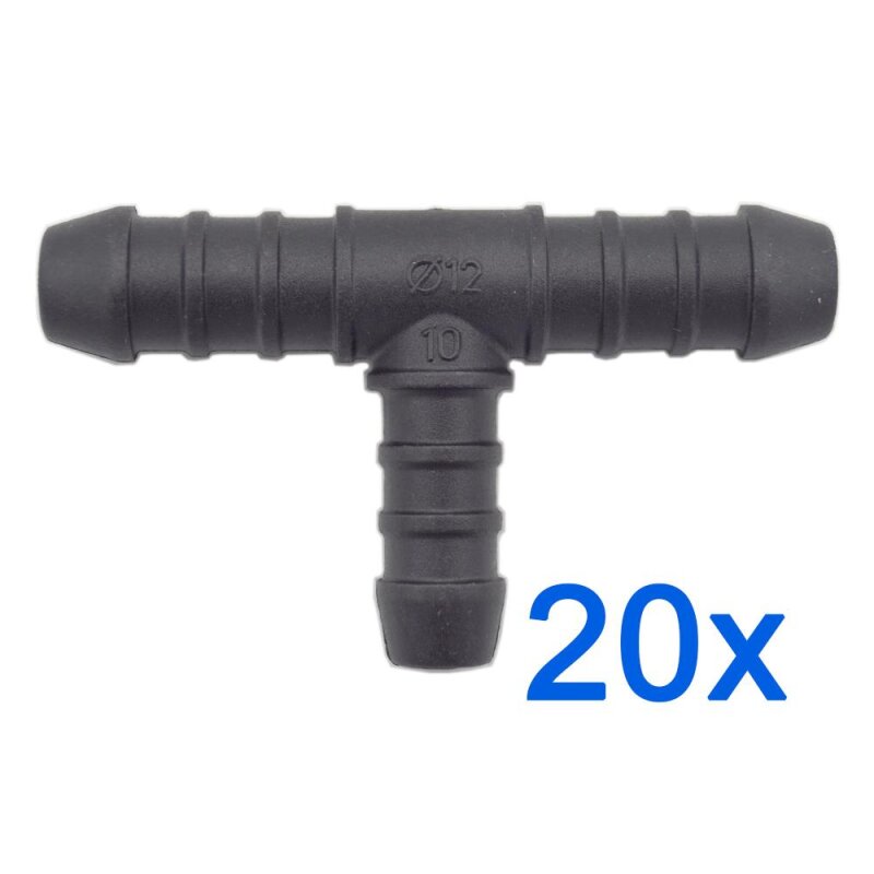 20 x YOU.S Original Schlauchverbinder Zwischenstück RGV Ø 12x10x12 mm - T-Stück Reduzierer