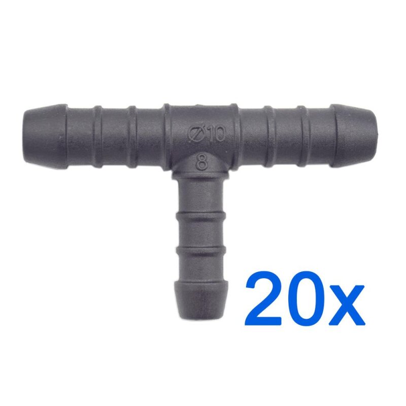 20 x YOU.S Original Schlauchverbinder Zwischenstück RGV Ø 10x8x10 mm - T-Stück Reduzierer