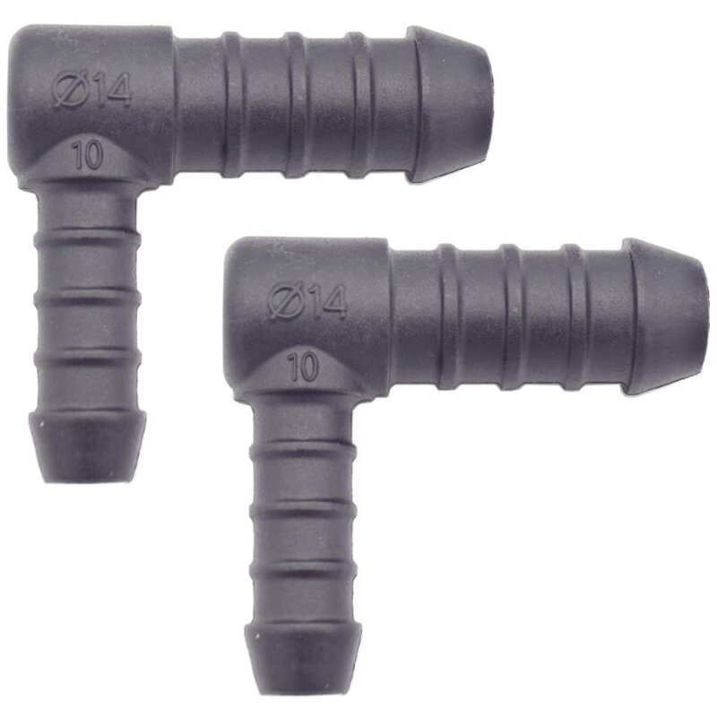 2 x YOU.S Original Schlauchverbinder Zwischenstück RGV Ø 10x14 mm 90° Winkel - L-Form Reduzierer