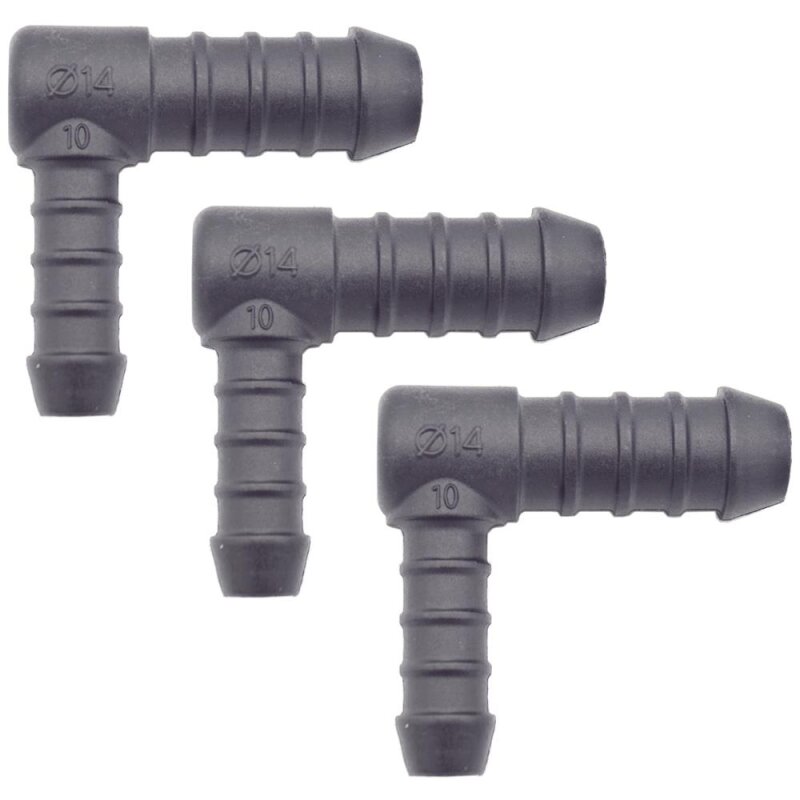 3 x YOU.S Original Schlauchverbinder Zwischenstück RGV Ø 10x14 mm 90° Winkel - L-Form Reduzierer