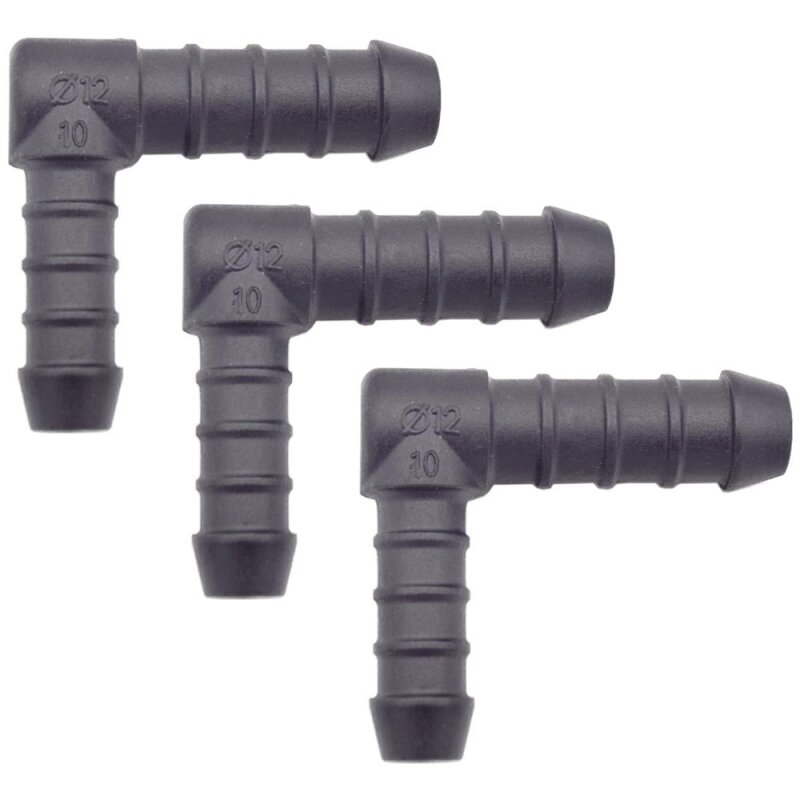 3 x YOU.S Original Schlauchverbinder Zwischenstück RGV Ø 10x12 mm 90° Winkel - L-Form Reduzierer