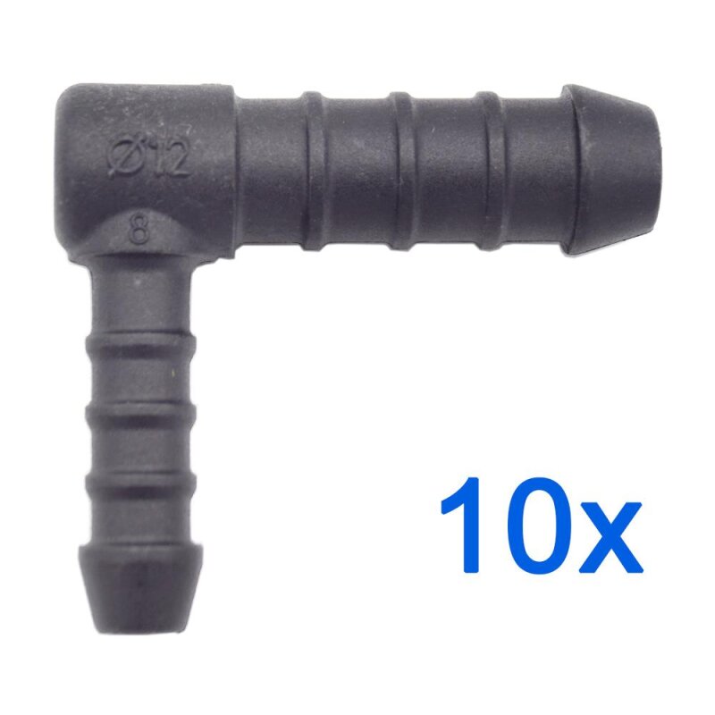 10 x YOU.S Original Schlauchverbinder Zwischenstück RGV Ø 8x12 mm 90° Winkel - L-Form Reduzierer