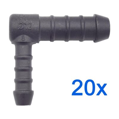 20 x YOU.S Original Schlauchverbinder Zwischenstück RGV Ø 8x12 mm 90° Winkel - L-Form Reduzierer