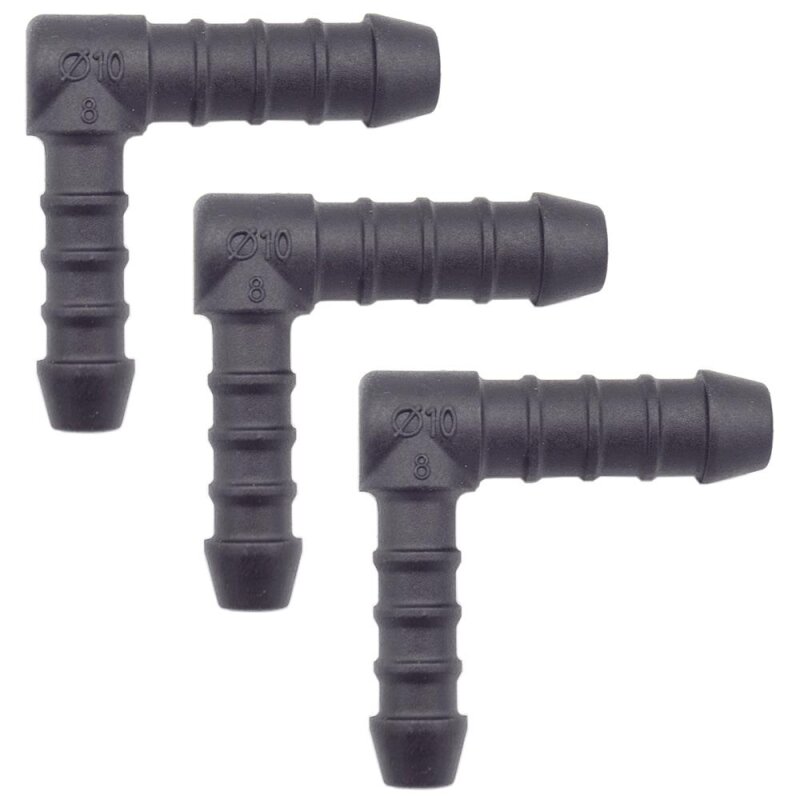 3 x YOU.S Original Schlauchverbinder Zwischenstück RGV Ø 8x10 mm 90° Winkel - L-Form Reduzierer