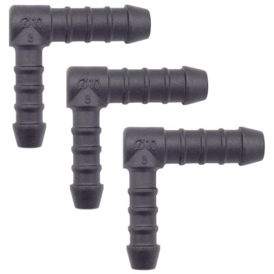 3 x YOU.S Original Schlauchverbinder Zwischenstück RGV Ø 8x10 mm 90° Winkel - L-Form Reduzierer
