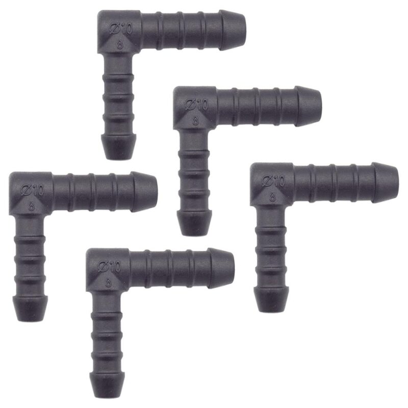 5 x YOU.S Original Schlauchverbinder Zwischenstück RGV Ø 8x10 mm 90° Winkel - L-Form Reduzierer
