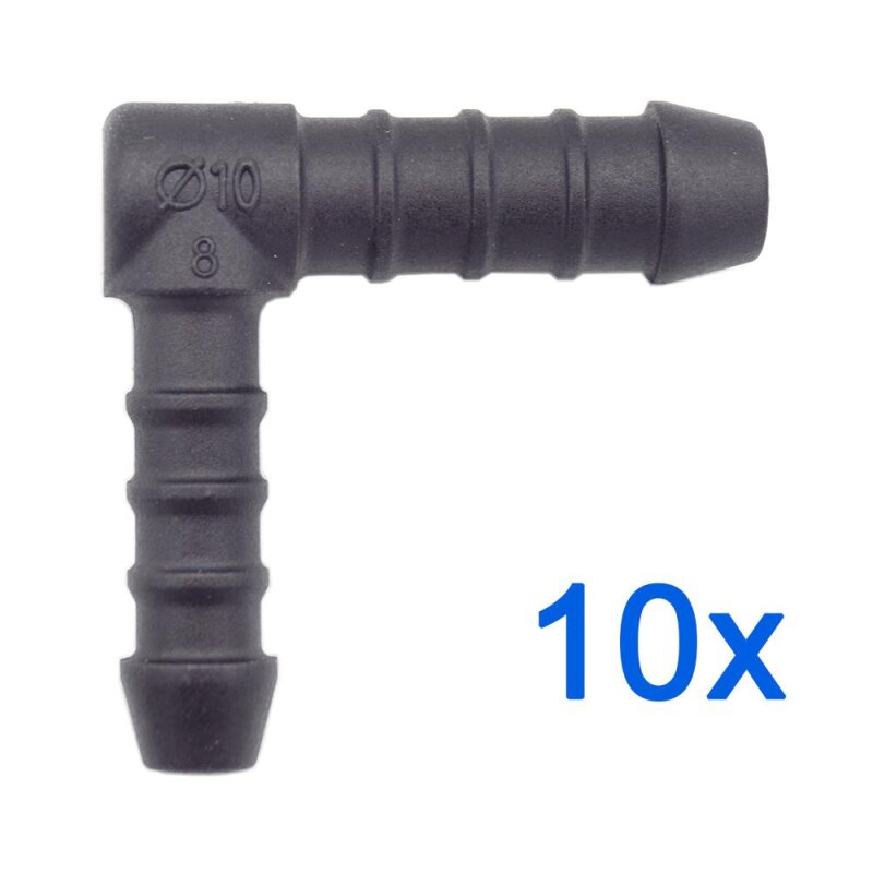 10 x YOU.S Original Schlauchverbinder Zwischenstück RGV Ø 8x10 mm 90° Winkel - L-Form Reduzierer