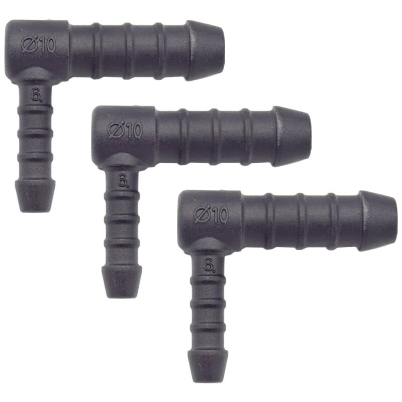 3 x YOU.S Original Schlauchverbinder Zwischenstück RGV Ø 6x10 mm 90° Winkel - L-Form Reduzierer