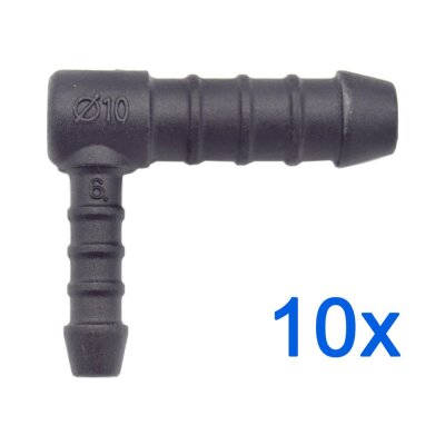 10 x YOU.S Original Schlauchverbinder Zwischenstück RGV Ø 6x10 mm 90° Winkel - L-Form Reduzierer