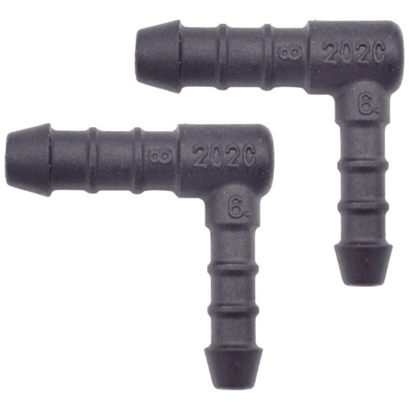 2 x YOU.S Original Schlauchverbinder Zwischenstück RGV Ø 6x8 mm 90° Winkel - L-Form Reduzierer