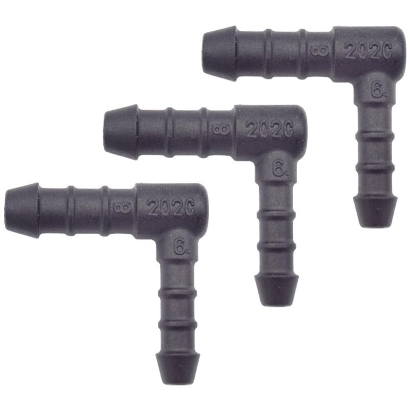 3 x YOU.S Original Schlauchverbinder Zwischenstück RGV Ø 6x8 mm 90° Winkel - L-Form Reduzierer