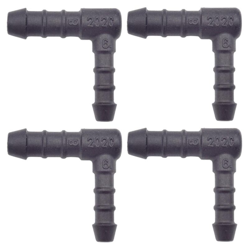 4 x YOU.S Original Schlauchverbinder Zwischenstück RGV Ø 6x8 mm 90° Winkel - L-Form Reduzierer