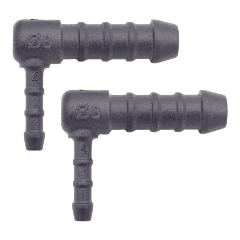 2 x YOU.S Original Schlauchverbinder Zwischenstück RGV Ø 4x8 mm 90° Winkel - L-Form Reduzierer