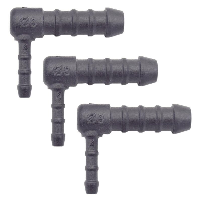 3 x YOU.S Original Schlauchverbinder Zwischenstück RGV Ø 4x8 mm 90° Winkel - L-Form Reduzierer