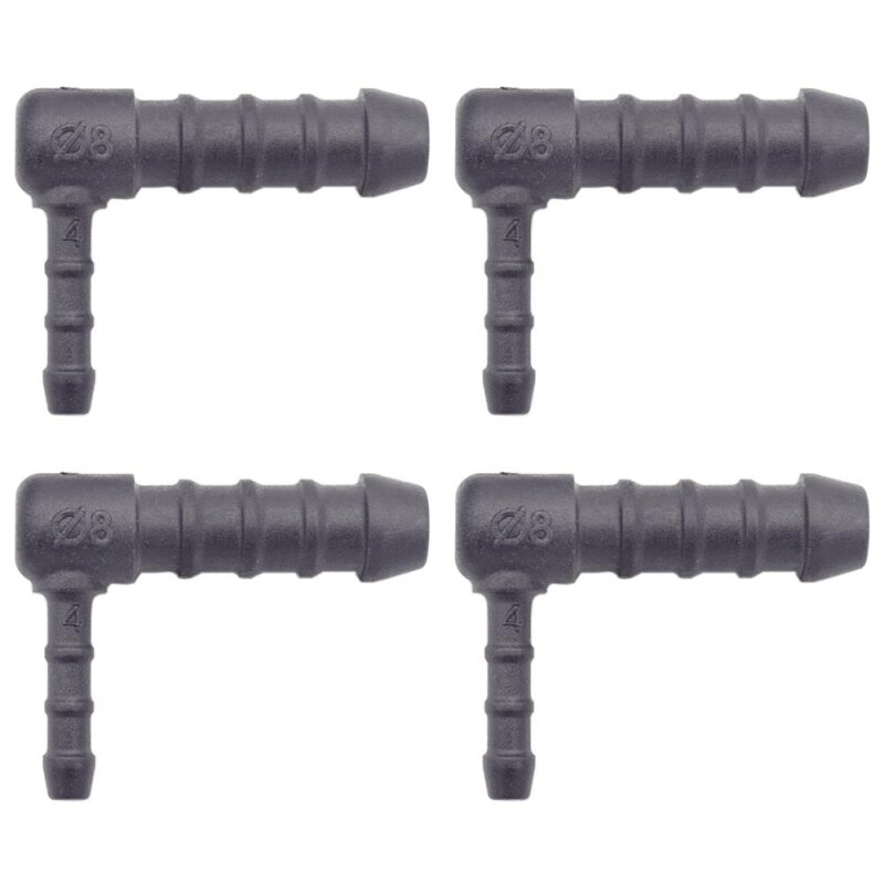 4 x YOU.S Original Schlauchverbinder Zwischenstück RGV Ø 4x8 mm 90° Winkel - L-Form Reduzierer