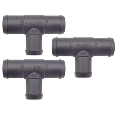 3 x YOU.S Original Schlauchverbinder Zwischenstück RGV Ø 25x22x25 mm - T-Stück Reduzierer