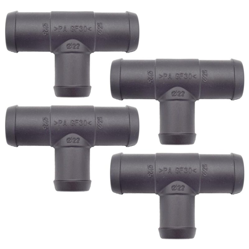 4 x YOU.S Original Schlauchverbinder Zwischenstück RGV Ø 25x22x25 mm - T-Stück Reduzierer