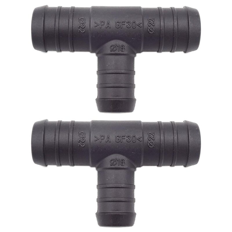 2 x YOU.S Original Schlauchverbinder Zwischenstück RGV Ø 22x18x22 mm - T-Stück Reduzierer