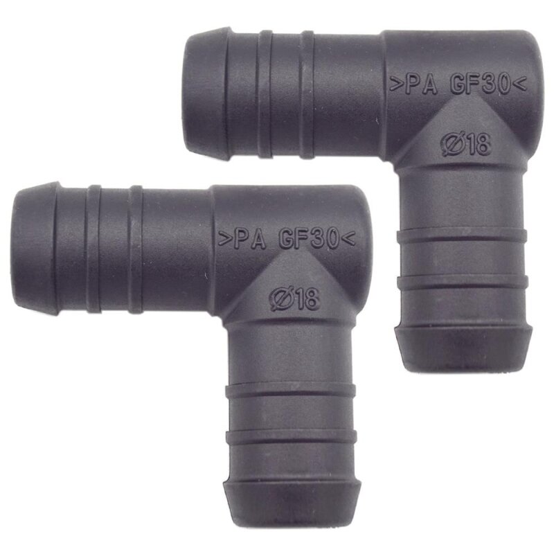 2 x YOU.S Original Schlauchverbinder Zwischenstück RGV Ø 18 mm 90° Winkel - L Form