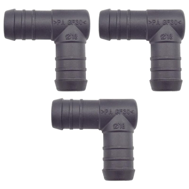 3 x YOU.S Original Schlauchverbinder Zwischenstück RGV Ø 18 mm 90° Winkel - L Form